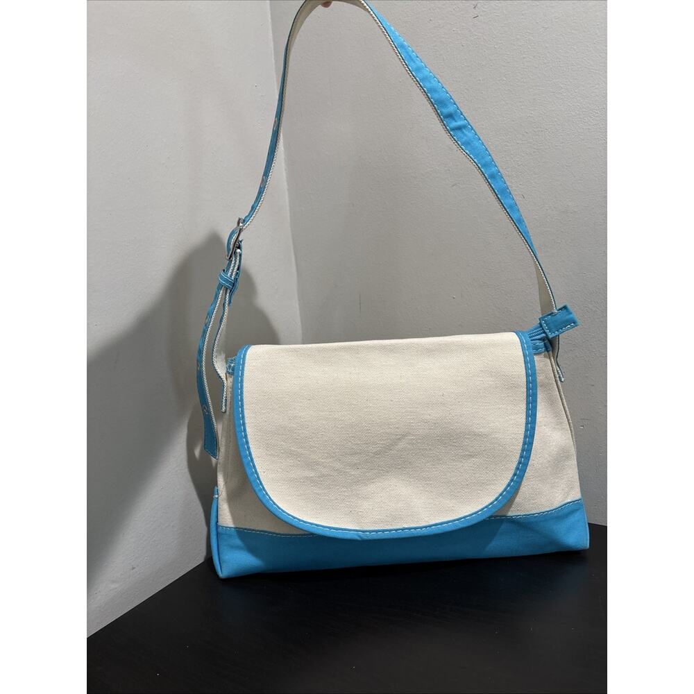 L.L. Bean Natural Canvas and Blue Shoulder handbag